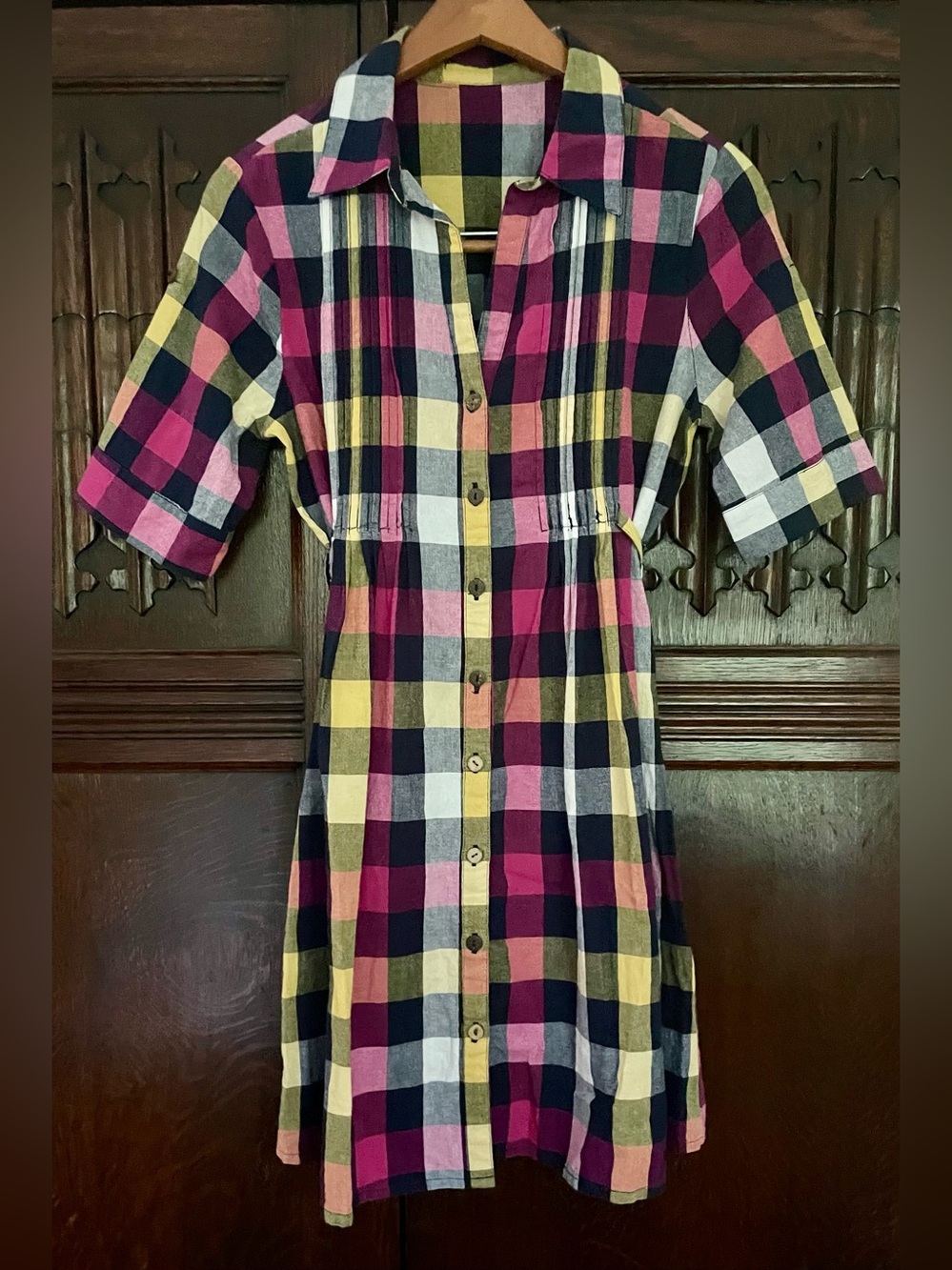 Women’s Vintage Plaid Button-Up Dress